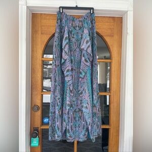 BCBGMAXAZRIA Blue/purple Elm Combo Paisley Maxi Skirt Size 8